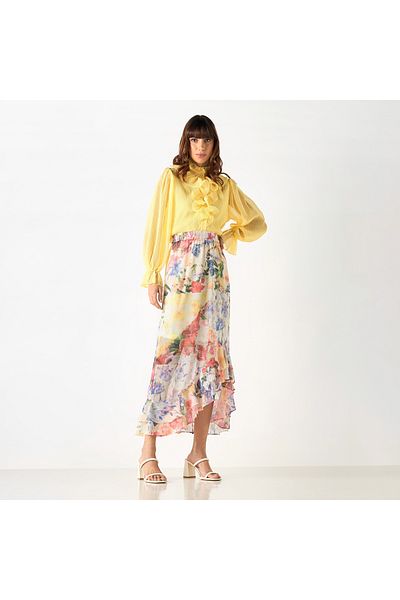 2Xtremz All-Over Floral Print Skirt with Elasticated Waistband and Flounce Hem