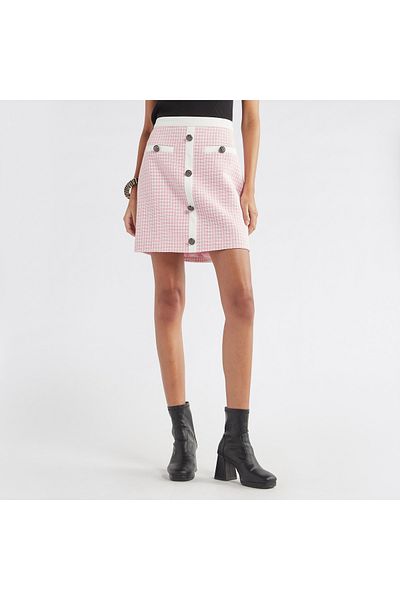 FAV Textured Mini Skirt with Button Detail