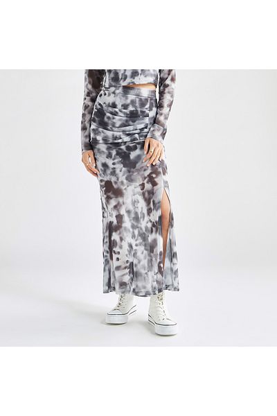 FAV Tie Dye Print Maxi Skirt with Elasticated Waistband and Slit
