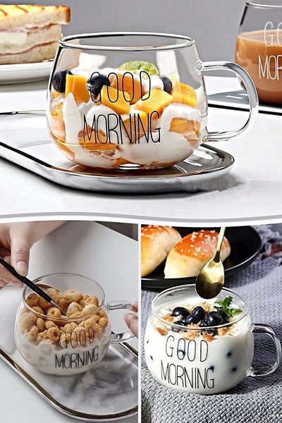 Berdina Home Good Morning Kulplu Yuvarlak Kupa Bardak Kahve Sunum Bardağı Isı...