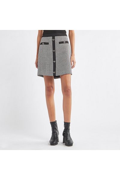 FAV Textured Mini Skirt with Button Detail