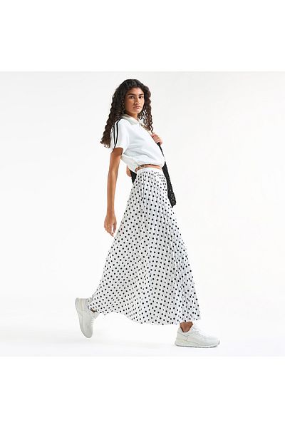 FAV All-Over Polka Dot Print A-line Skirt with Elasticated Waistband