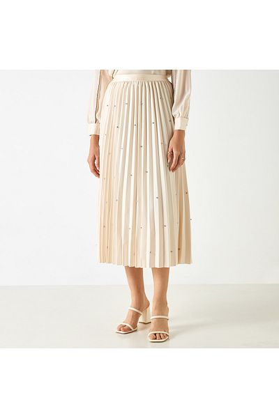Iconic Pleated Diamonte Studded Skirt