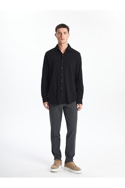 LC Waikiki Ανδρικό μακρυμάνικο πουκάμισο SOUTHBLUE Slim Fit