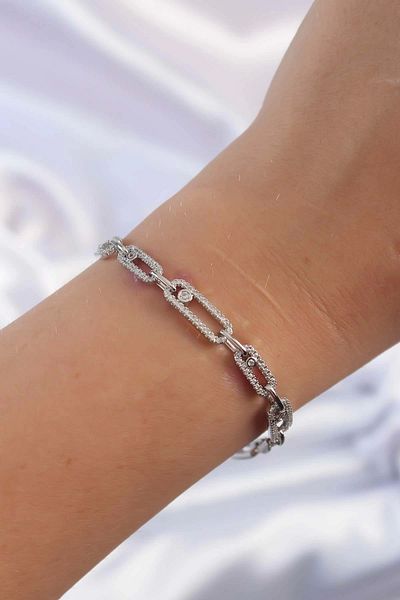 Skygo Brass Vip Series Silver Color Zircon Stone Messika Model Bracelet - Tj-Bb6311