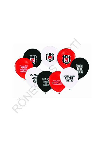 RÖNESANS PARTİ Renaissance Black and White Printed Balloon 10 Pieces