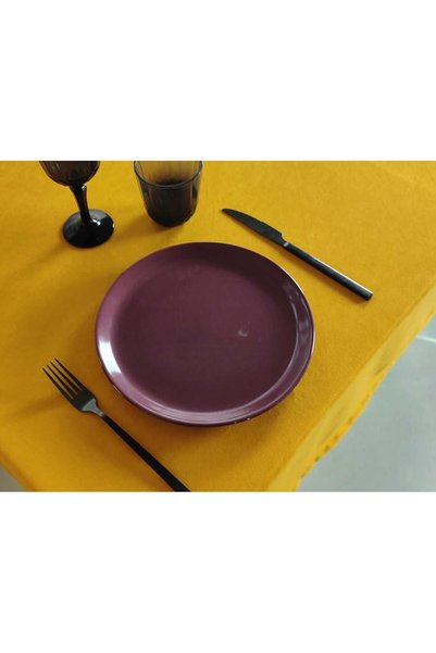 PİKKO HOME Hardal Sarı Kadife Dokulu Dertsiz Masa Örtüsü(KD)