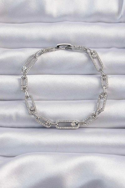 Skygo Brass Vip Series Silver Color Zircon Stone Messika Model Bracelet - Tj-Bb6311
