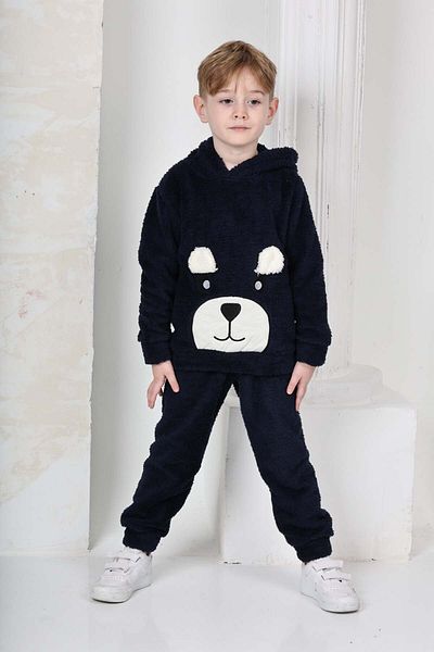 relax kids Bear Embroidered Hooded Men's Set