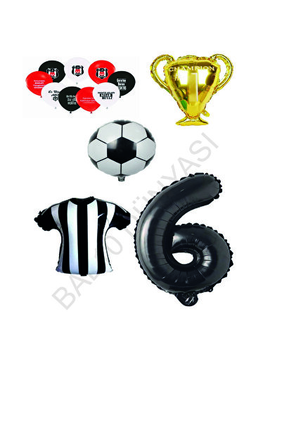 BAL10 DÜNYASI Age 6 Black and White Concept Balloon Set