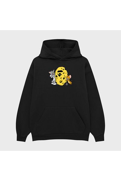 PURE EFFECT Унисекс суитшърт с принт A BATHING APE CHEESE - 100% памук, 3-нишкова релефна материя, суичър с качулка