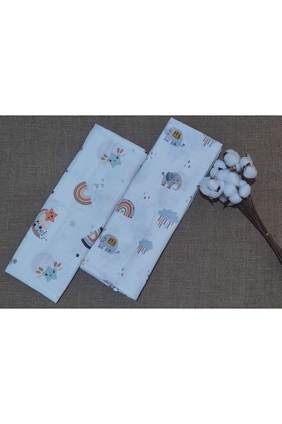Alpıno Newborn, Muslin Blanket & Blanket (100% Cotton Baby Blanket 85 cm X 85 cm) 2 Pieces