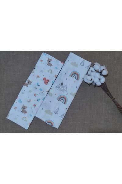 Alpıno Newborn Muslin Blanket & Blanket (100% Cotton Baby Blanket 85 cm X 85 cm) 2 Pieces