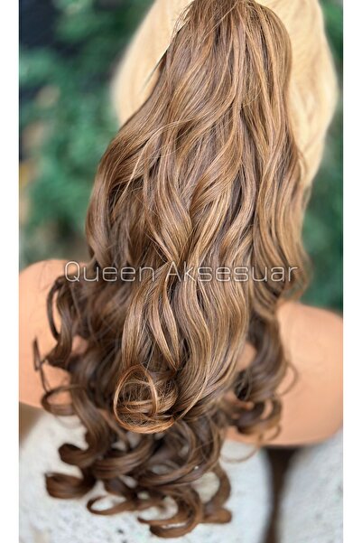 QUEEN AKSESUAR lüks trend uzun bukleli dalgalı kıvırcık at kuyruğu fiber mand...