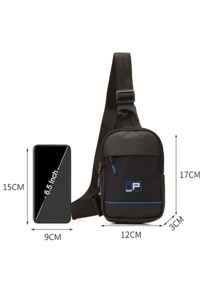 BAGzy N.POLO Unisex Siyah Telefon Bölmeli Çapraz Bel Ve Omuz Çantası