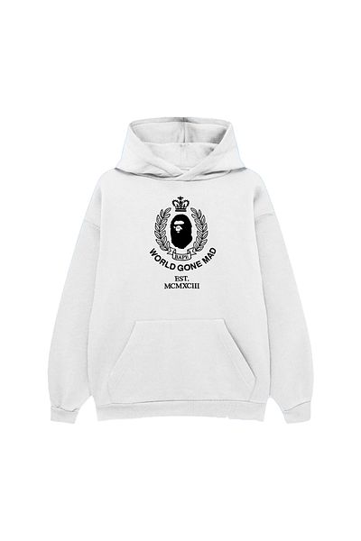 PURE EFFECT Φούτερ A Bathing Ape Crown με στάμπα Unisex Oversize - 100% βαμβάκι, κουκούλα με 3 νήματα