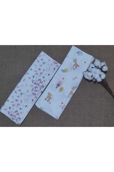 Alpıno Newborn Muslin Blanket & Blanket (100% Cotton Baby Blanket 85 cm X 85 cm) 2 Pieces