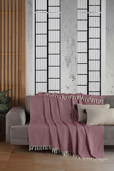 LADYNİL Φυσικό κάλυμμα καναπέ Claret Red |   Σάλι Καναπέ 180x210 Βαμβακερό
