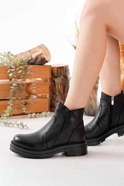 Dericalle shoes Hakiki Deri Siyah Kadın Günlük Bot