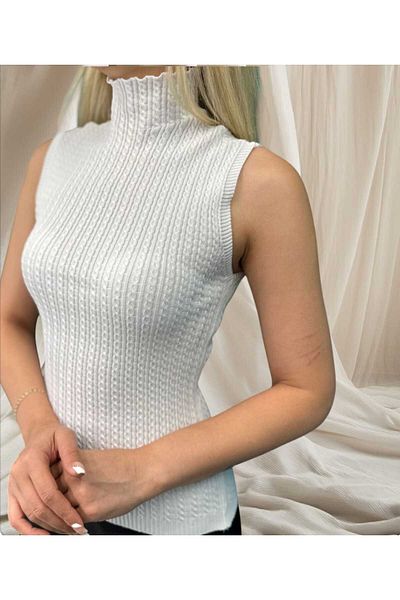 aytenli Half Turtleneck Twist Knit Zero Sleeve Standard Size Knitwear Blouse