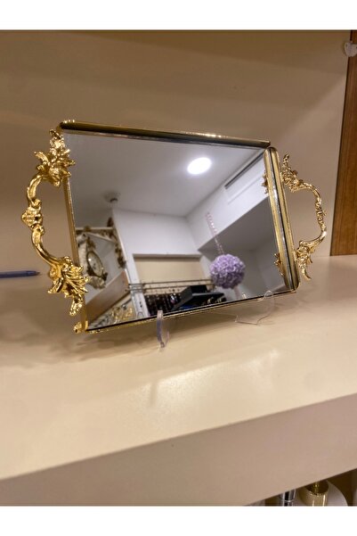 PLUS HOME TEPSİ KULPLU PİRİNÇ MİNİBOY 22X16 CM ALTIN