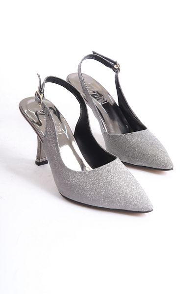 LUNA FLOWER Pantofi de damă cu toc argintiu platină LF613