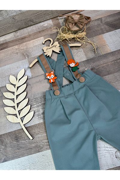 Feriatolye Mold Green Caramel Detailed Little Prince Concept Baby Boy Birthday Salopet Set