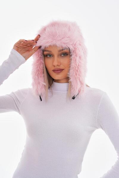 FELLMENS Plush Pink Pilot Hat Women's Beret with Clip