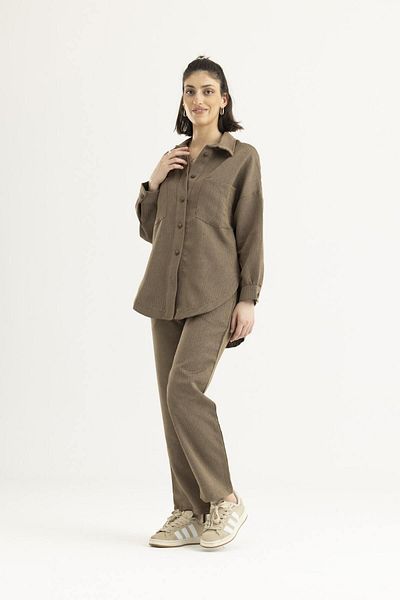 BALANDI Coffee Color Casual Shirt and Trousers Set
