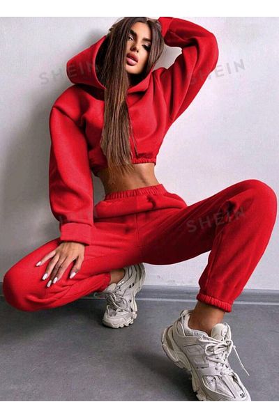 Cardee Hooded Crop Tracksuit Set