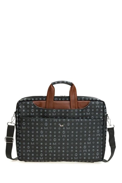 Bilik Deri Monogram Negru-Tan Unisex Laptop și Servietă BRIEFCASE-MG