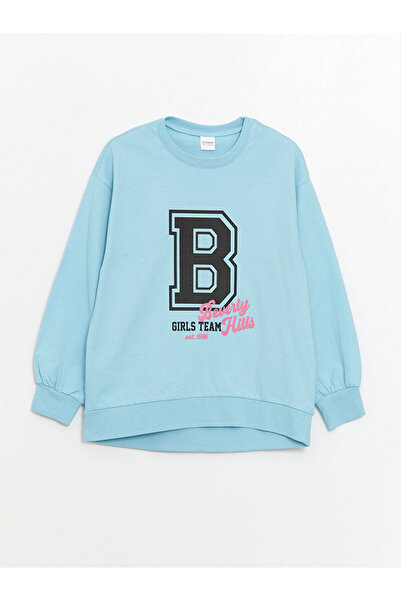 LC Waikiki Lcw Kids Blue Crew Neck Printed Long Sleeve Girls Pajamas Set