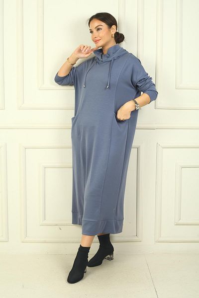 By Saygı Rochie lungă pentru femei, cu fermoar, cu glugă, cu buzunare