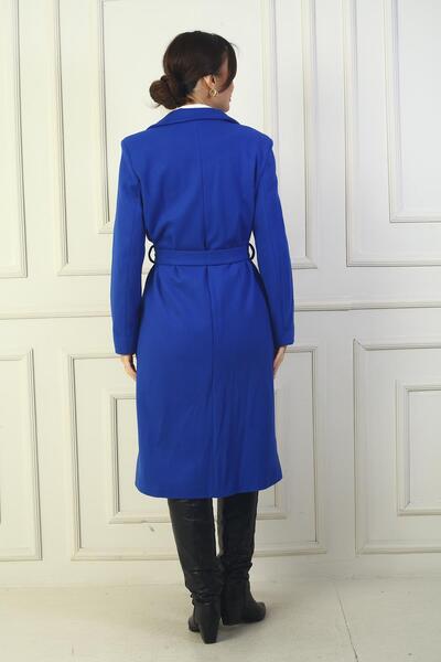 By Saygı Πλαϊνή τσέπη Εσωτερική επένδυση με ζώνη με πτερύγιο ίσιο κομμάτι εισαγόμενο παλτό σφραγίδας