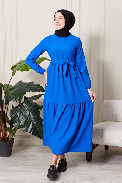 BRN Rochie de îmbrăcăminte hijab pentru femei Saks cu mânecă de culoare și ta...