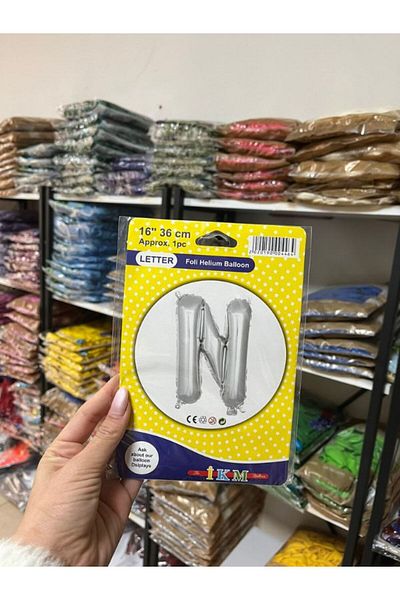 BALON HOME Silver Colored 16" (36 cm) Letter Foil Balloon Assortment