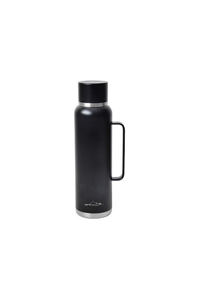 NURGAZ Campout Black Thermos - Double Layer, 1500 ml
