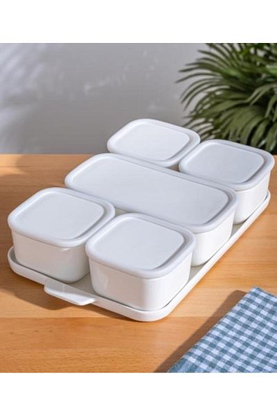 ACAR 6160 Nora Collection 6-Piece Tray Porcelain Covered Breakfast Set