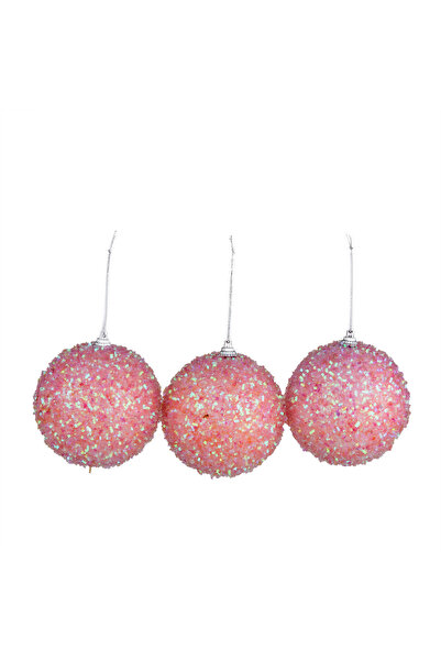 Dekorsende New Year - Pink Glitter Ball 3-Piece Ornament Set