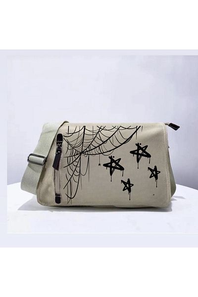 Touz Moda Geantă unisex bej cu imprimeu web gotic