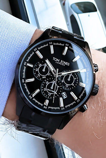 Tom Jones Original Men's Wristwatch 3 Atm Water Resistant Black Color Steel B...