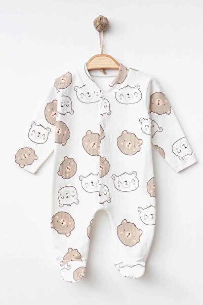 MYZİ STORE ملابس أطفال حديثي الولادة قطعة واحدة من القطن العضوي بنمط الدبدوب
