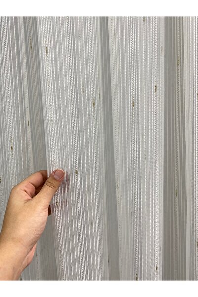 beatiful Tulle Curtain Gold Striped Heavy Weight Density Density Woven New Season 1/3 Density Pleated Pipe Pleat