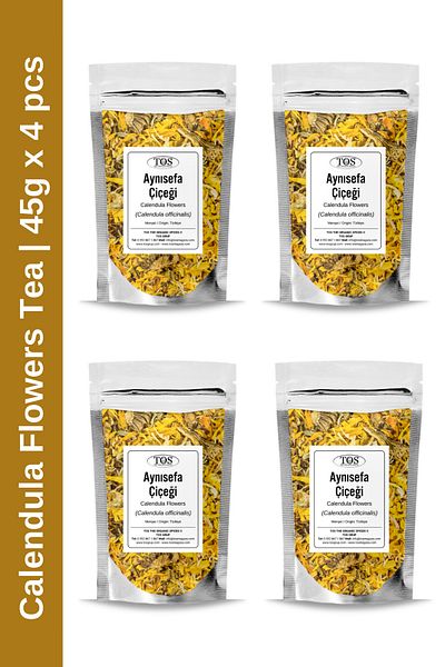 TOS The Organic Spices Calendula Flower Tea - 45 Gr X 4 Pieces Calendula Flowers Tea |   Advantageous Set