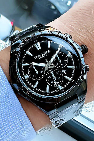 Tom Jones Erkek Kol Saati 3 Atm Su Geçirmez Siyah Renk Çelik Kordon Tje2013c3