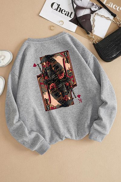 Massgai Φούτερ με μοτίβο Anime Samurai Unisex Oversize - Crew Neck Hoodie