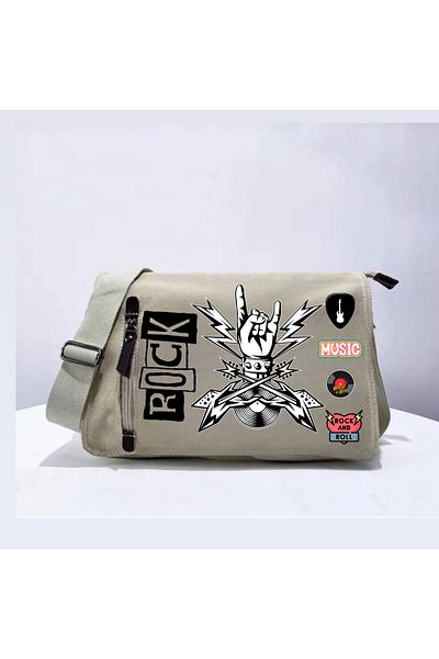 Touz Moda Rock Love Unisex Beige Messenger Bag