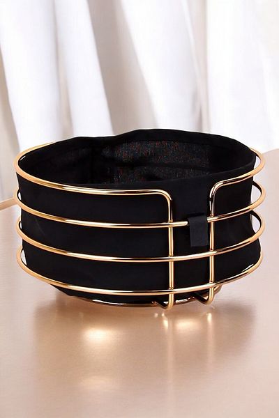 CocoVia Set of 2 Dowry - Stainless Gold Round Bread Holder and Napkin Holder Metal