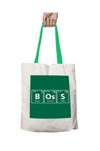 ART HEDİYE Зелена сумка Boss Patron з ручками, що миється, з періодичною табл...