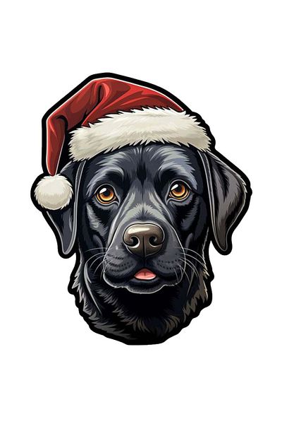 MegaSticker Autocolant Labrador de Crăciun - 13x11 cm, aplicabil mașinii, motocicletei, căștii, laptopului și geamului